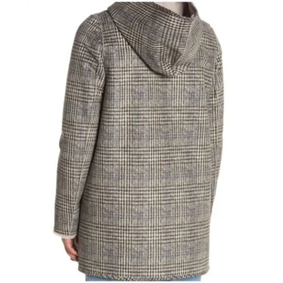 💕LOVE TOKEN💕 Eddie Faux Fur Reversible Hooded Coat ~ Plaid Print Small S NWT - Picture 2 of 16
